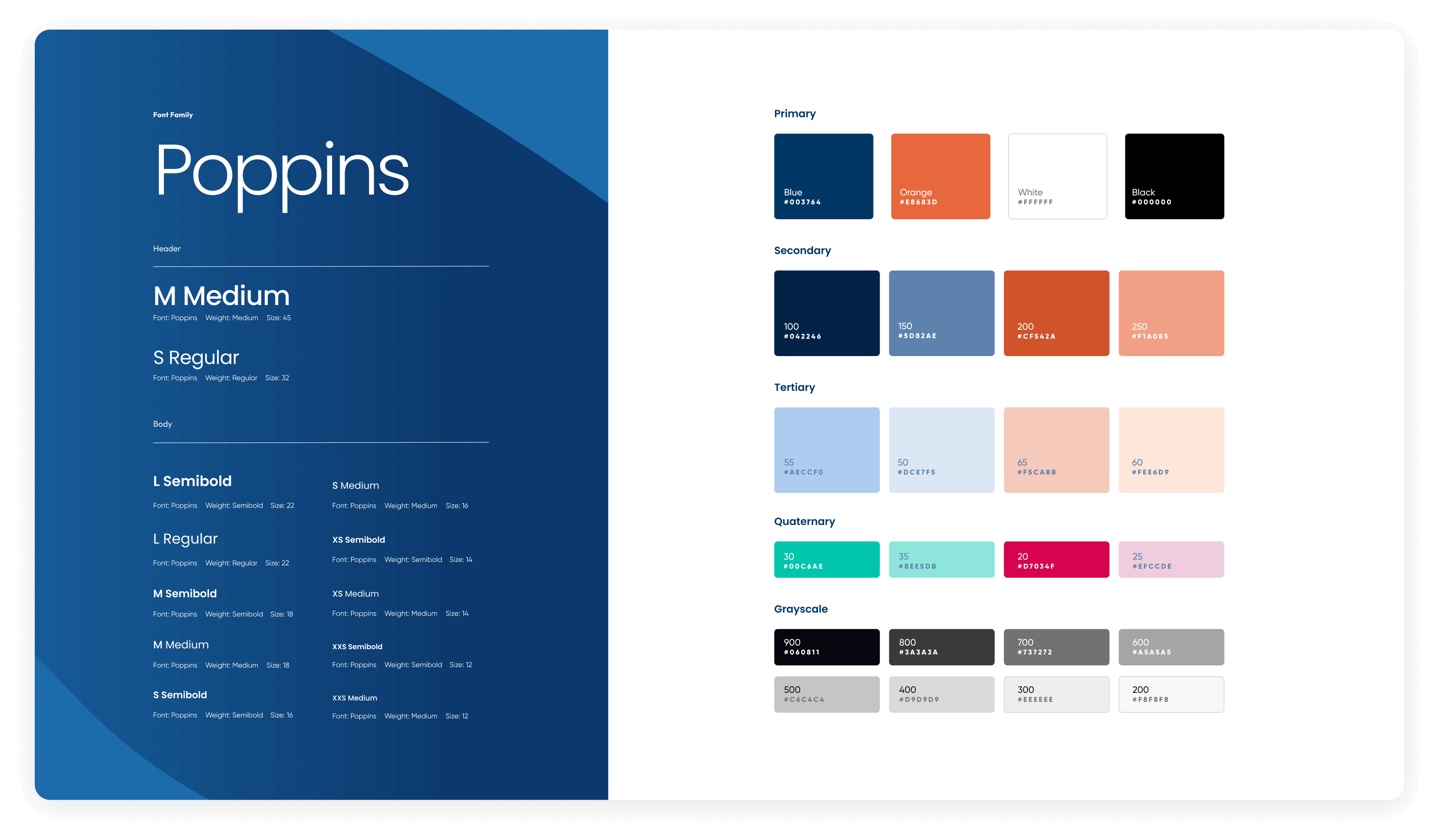 Elements from the Smarthop digital design system that includes the color palette and typographic system.